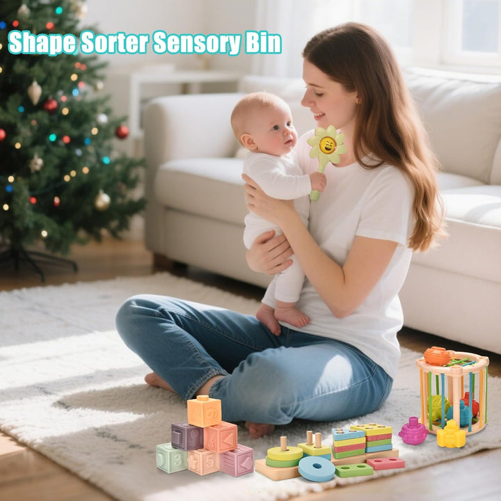 Montessori-Babyspielzeug für 6 bis 12 Monate, 9-in-1-Stapelspielzeug und Entwicklung der sensorische