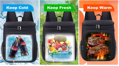 QINGLOU 28L Kühlrucksack Thermo Rucksack Picknickrucksack Kühltasche Gross Isoliert Cooler Bag Männe
