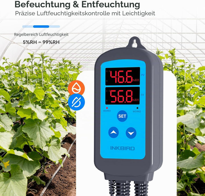 Inkbird IHC-200 Feuchtigkeitsregler 220V Play und Plug Hygrostat,Luftbefeuchter Luftentfeuchter für