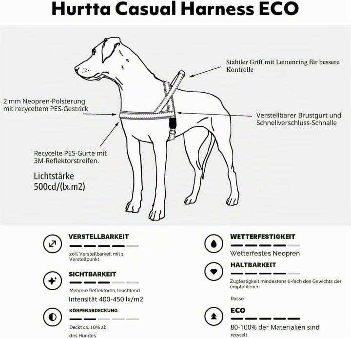 Hurtta Casual Hundegeschirr ECO (Braun, 45-55 cm) 45-55 cm Braun, 45-55 cm Braun