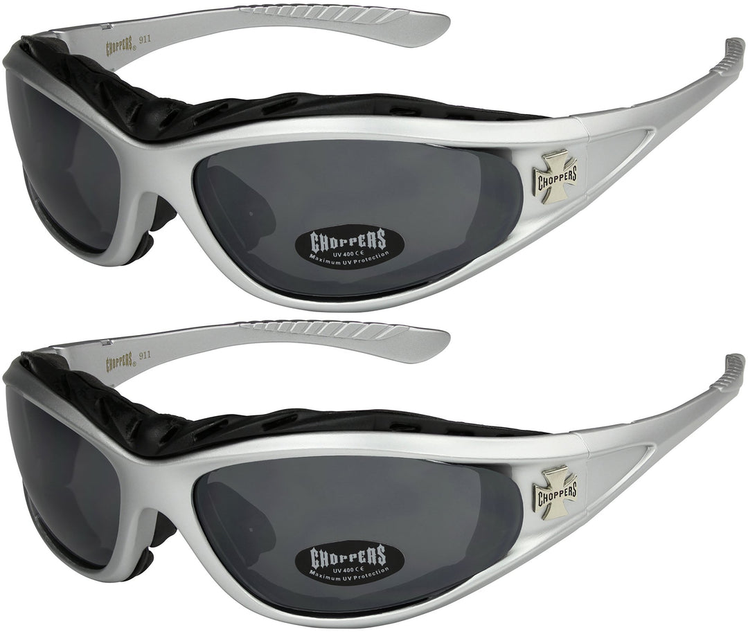 X-CRUZE 2er Pack Choppers 911 Sonnenbrillen Motorradbrille Sportbrille Radbrille mit Polsterung in d