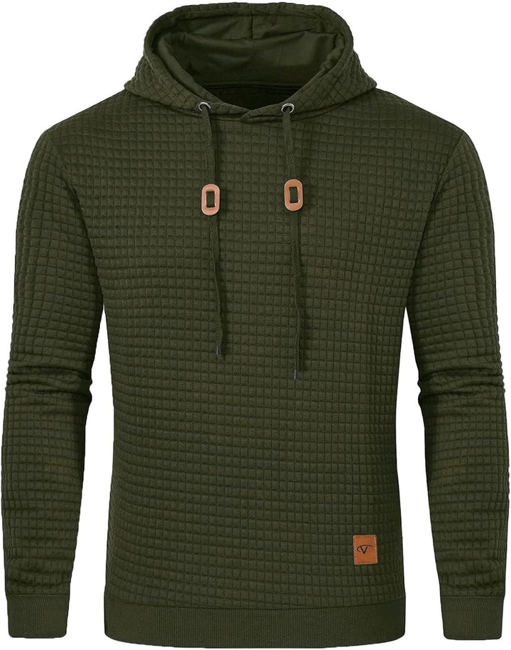 Tansozer Herren Hoodie Basic Sweatshirt Casual Long Sleeve Checked Kapuzenpullover S Armeegrün, S Ar