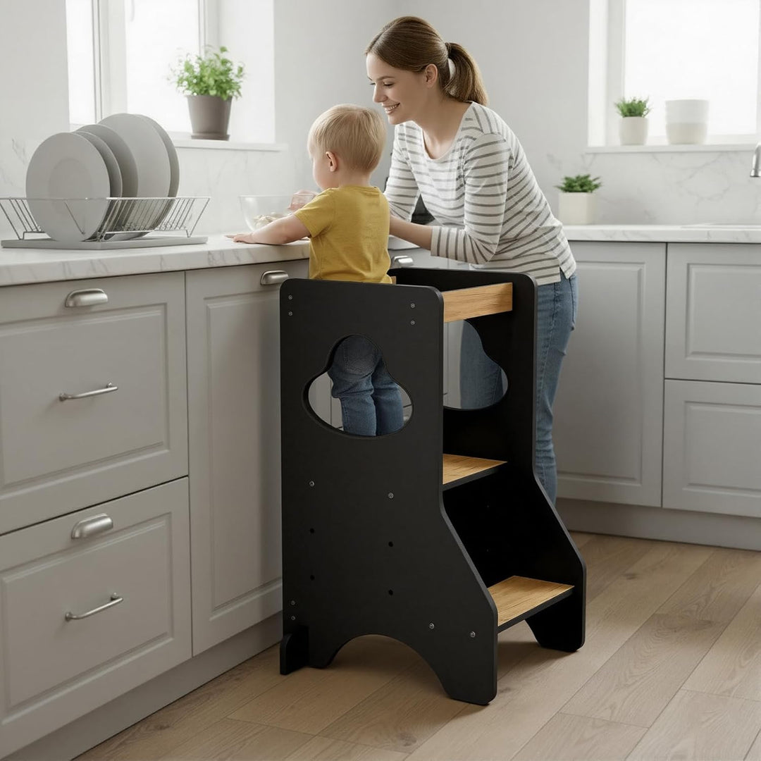 COSYLAND Lernturm ab 1 Jahr - Learning Tower - Höhenverstellbar Montessori Lernturm mit Kippschutz,