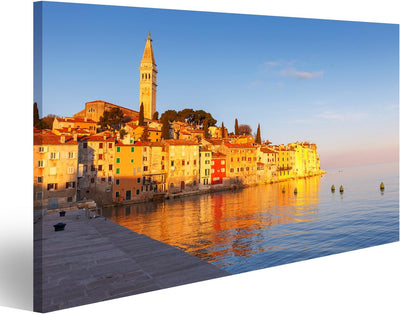 Bild auf Leinwand Schöner Sonnenuntergang Bei Rovinj In Der Adriatischen Seeküste Von Kroatien Europ