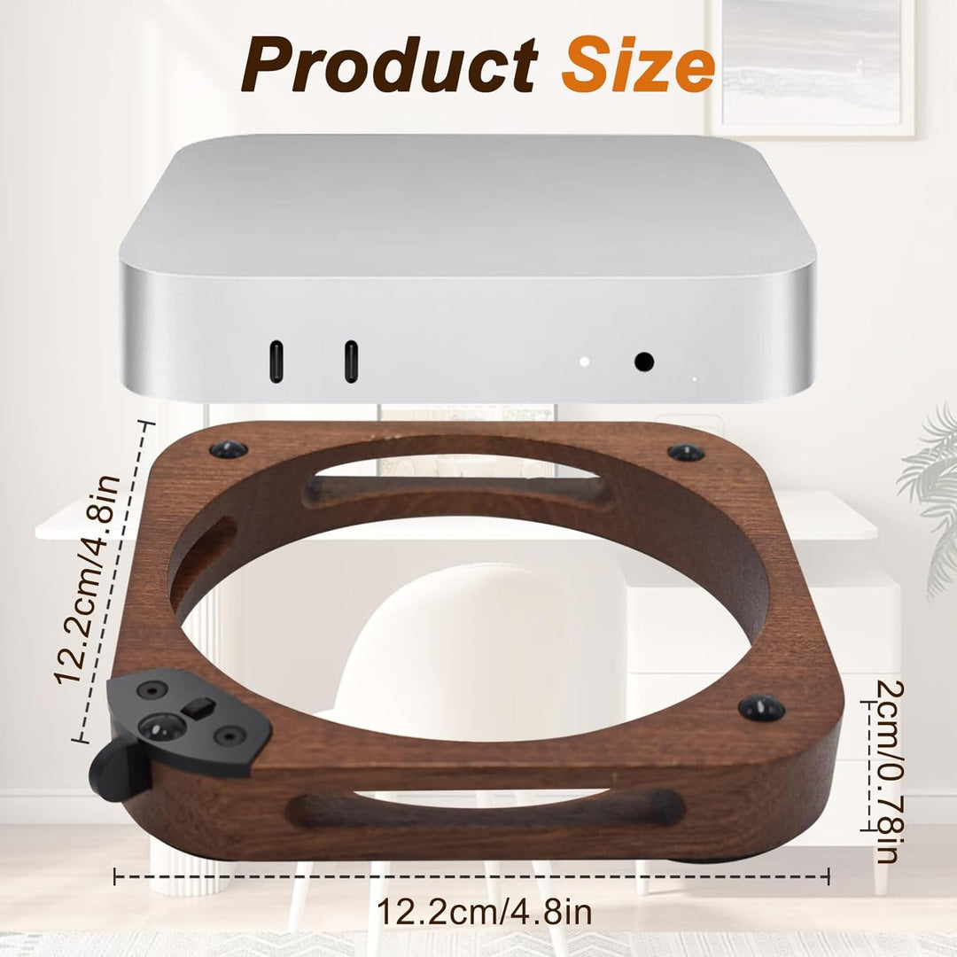 Holz Halterung für Mac mini M4/M4 Pro, Desktop Ständerhalterung Ohne Bohren Bequemer Zugriff auf den