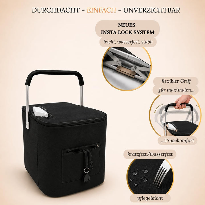 43L Einkaufskorb faltbar mit Deckel, gross, stabil, auch als Mutti Korb nutzbar, isolierter Kühlkorb