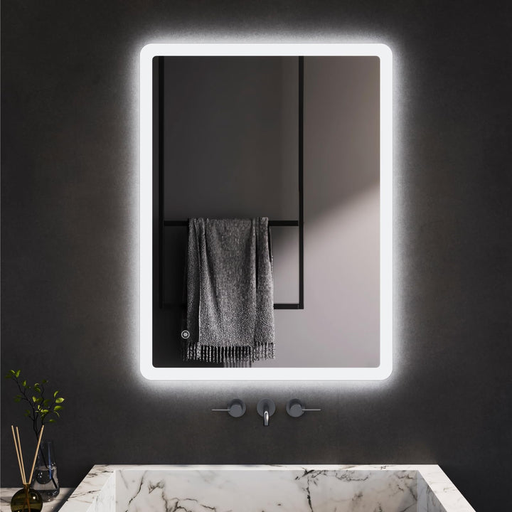 Badezimmerspiegel mit Beleuchtung 70x50cm,LED Badspiegel Badezimmer Spiegel mit Beleuchtung Lichtspi