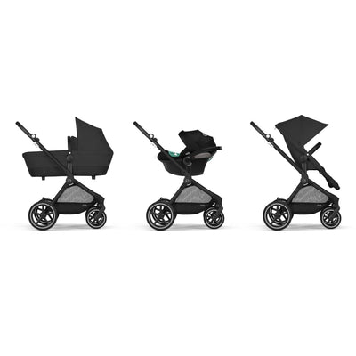 CYBEX Gold Kinderwagen EOS Lux 2-in-1, Reisesystem, Ab Geburt bis 22 kg (ca. 4 Jahre), Moon Black Lu