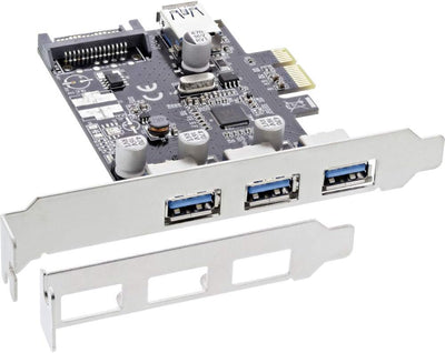 InLine 76662C Schnittstellenkarte, 3x+1x USB 3.0, PCIe, mit SATA Stromanschluss, inkl. Low-Profile S