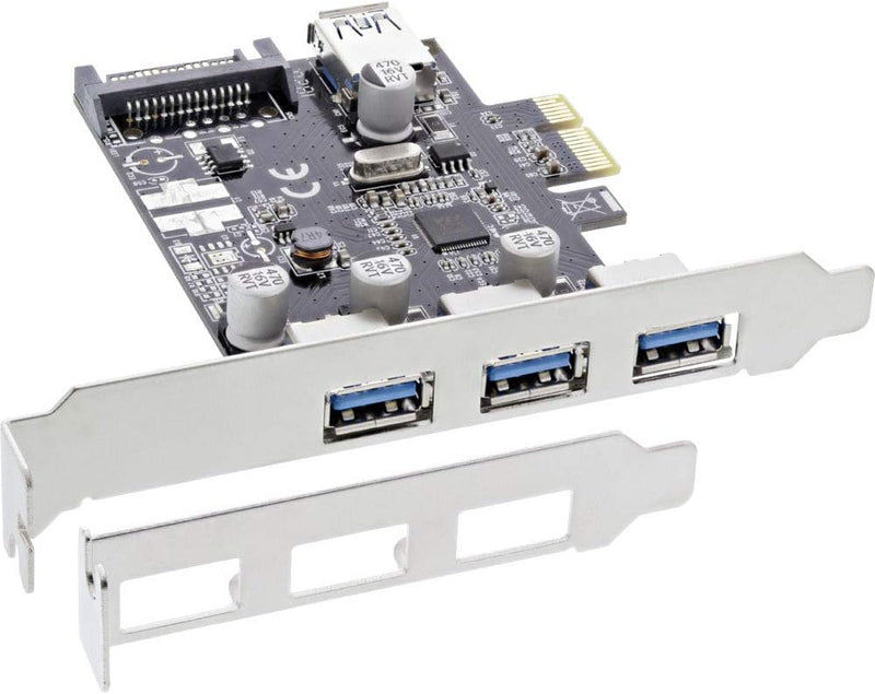 InLine 76662C Schnittstellenkarte, 3x+1x USB 3.0, PCIe, mit SATA Stromanschluss, inkl. Low-Profile S