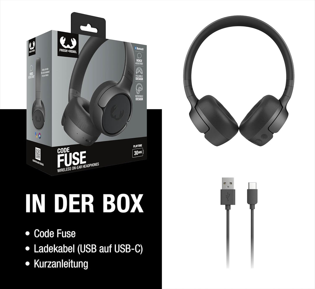 Fresh 'n Rebel Code Fuse, Bluetooth-Kopfhörer on-Ear, kabellos, 30 Stunden Spielzeit, mit Mikrofon u