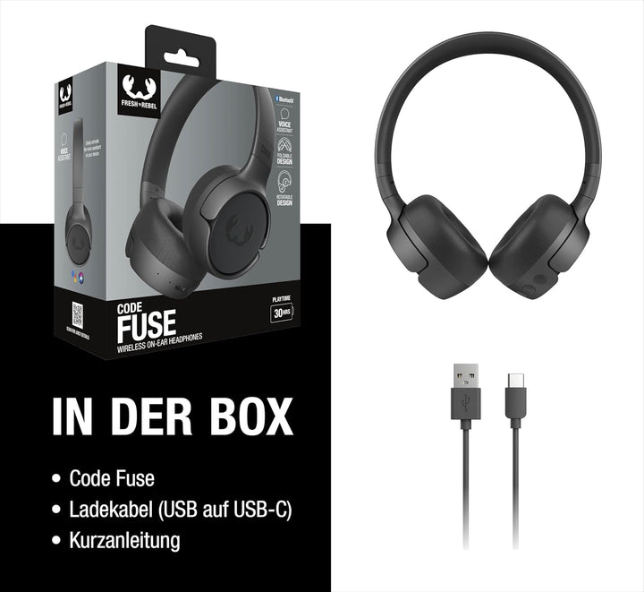 Fresh 'n Rebel Code Fuse, Bluetooth-Kopfhörer on-Ear, kabellos, 30 Stunden Spielzeit, mit Mikrofon u