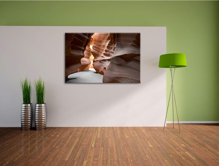 Durchgang im Antelope Canyon schwarz/weiss Format: 100x70 auf Leinwand, XXL riesige Bilder fertig ge