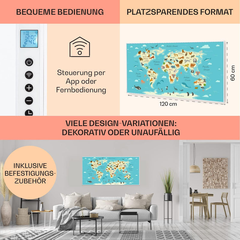 Klarstein Air Art Smart Infrarotheizung, Infrarot Heizung mit IoT/WiFi App-Steuerung, Erkennung Offe