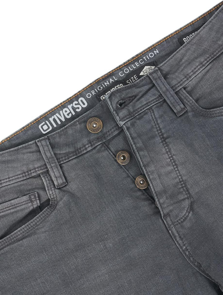 riverso Jeans Herren Bootcut RIVFalko Denim Stretch Schwarz Blau Grau 29W - 40W 30L - 36L 29W / 32L
