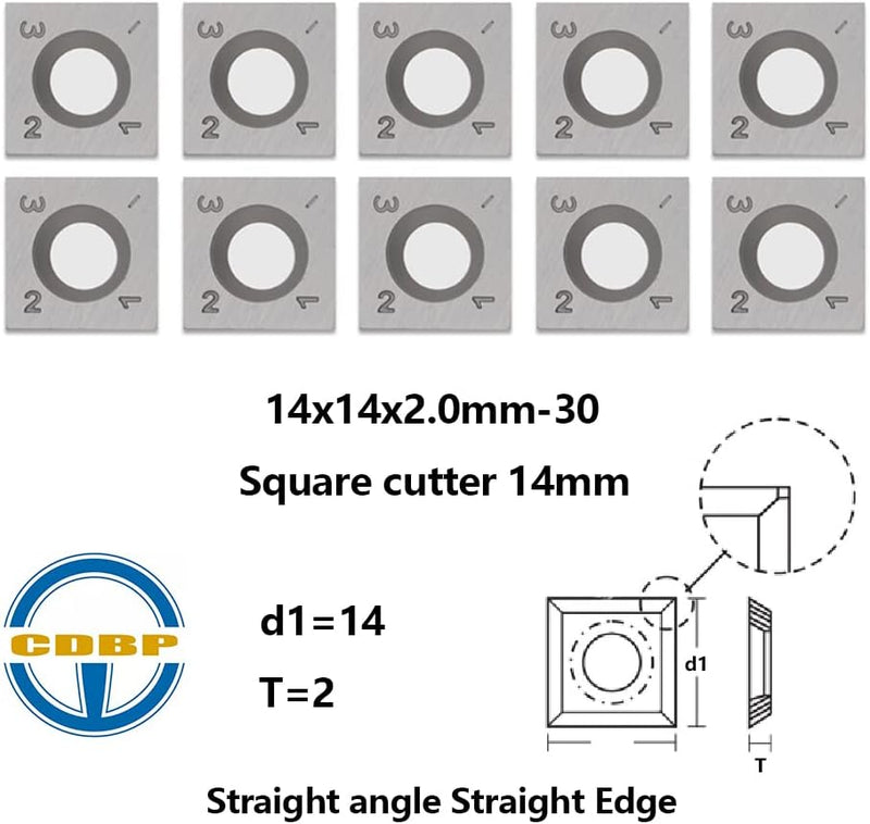 CDBP HM Vorschneid-Wendeplatten 14x14x2,0mm für Holz Drehmaschine und Holzbearbeitung Drehen Meissel
