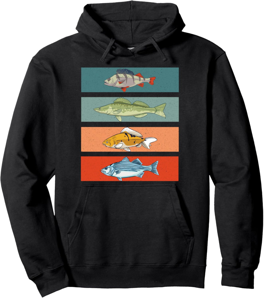 Vintage Fische | Hobby Angler Karpfen Zander Hecht Barsch Pullover Hoodie