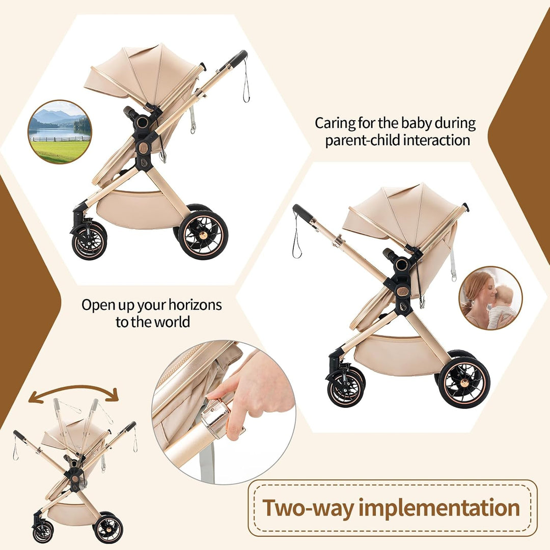 BEBBY Kinderwagen, Standard-Kinderwagen, Kinderwagen 3 in 1,Kinderwagen mit Faltbarem Tragbarem für