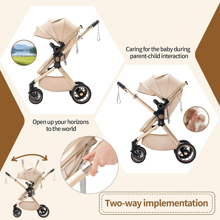 BEBBY Kinderwagen, Standard-Kinderwagen, Kinderwagen 3 in 1,Kinderwagen mit Faltbarem Tragbarem für