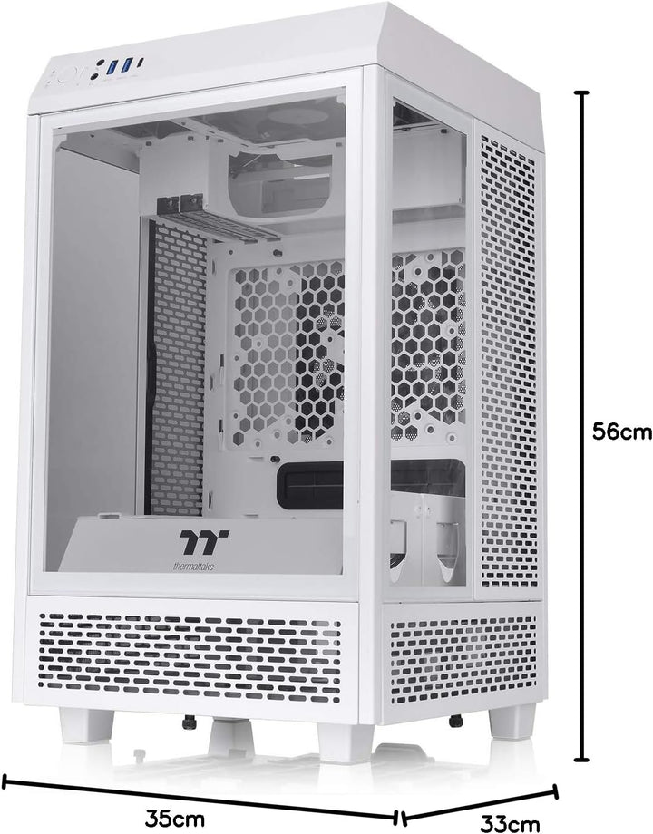 Thermaltake The Tower 100 Mini Snow Mini-ITX-PC-Gehäuse 3 x gehärtetes 4mm Glasseitenteil weiss CA-1