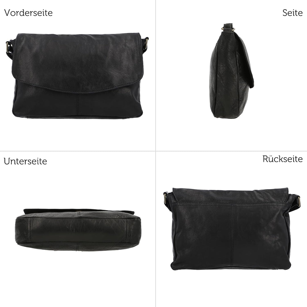 Gusti Handtasche Leder - Maisie Damen Handtasche Schultertasche Umhängetasche Ledertasche klein Schw