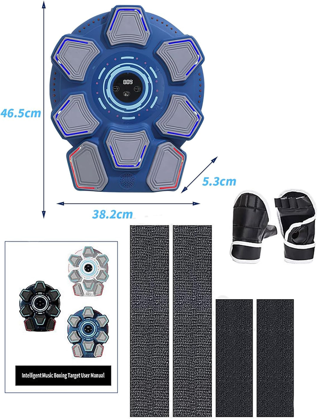 Music Boxing Machine für Erwachsene, Wandmontierte LED Licht Bluetooth Musikboxing Maschine Blau-8 S