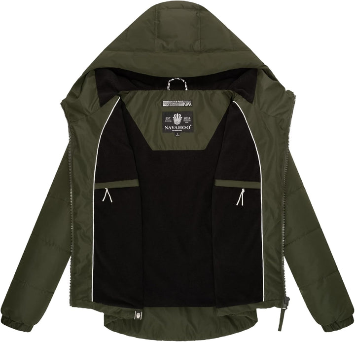 Navahoo Damen Winterjacke Steppjacke warm mit Kapuze Eisbällchen XS-XXL XXL Dark Olive, XXL Dark Oli