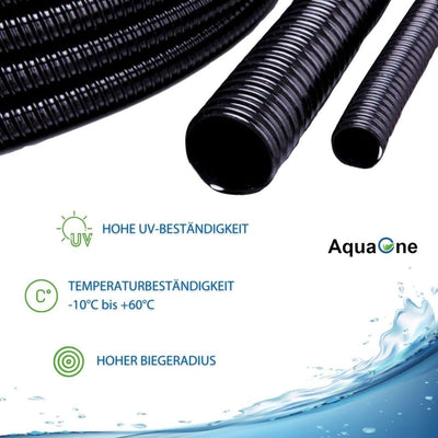 AquaOne Teichschlauch Spiralschlauch 50 mm 2' 5 Meter schwarz Top Qualität Rolle pvc lichtundurchläs