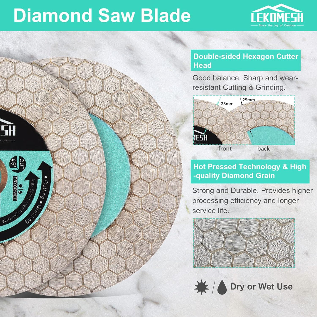 Diamant Fliesenscheibe 125MM - Doppelseitige Diamant Trennscheibe LEKOMESH zum Schneiden Schleifen v