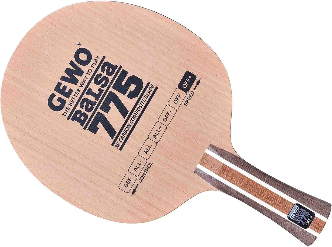 GEWO Balsa Carbon 775 Tischtennisholz – 3+2-lagig mit 1K-Carbon &amp; 7,75mm Balsa – Powerholz für kompr