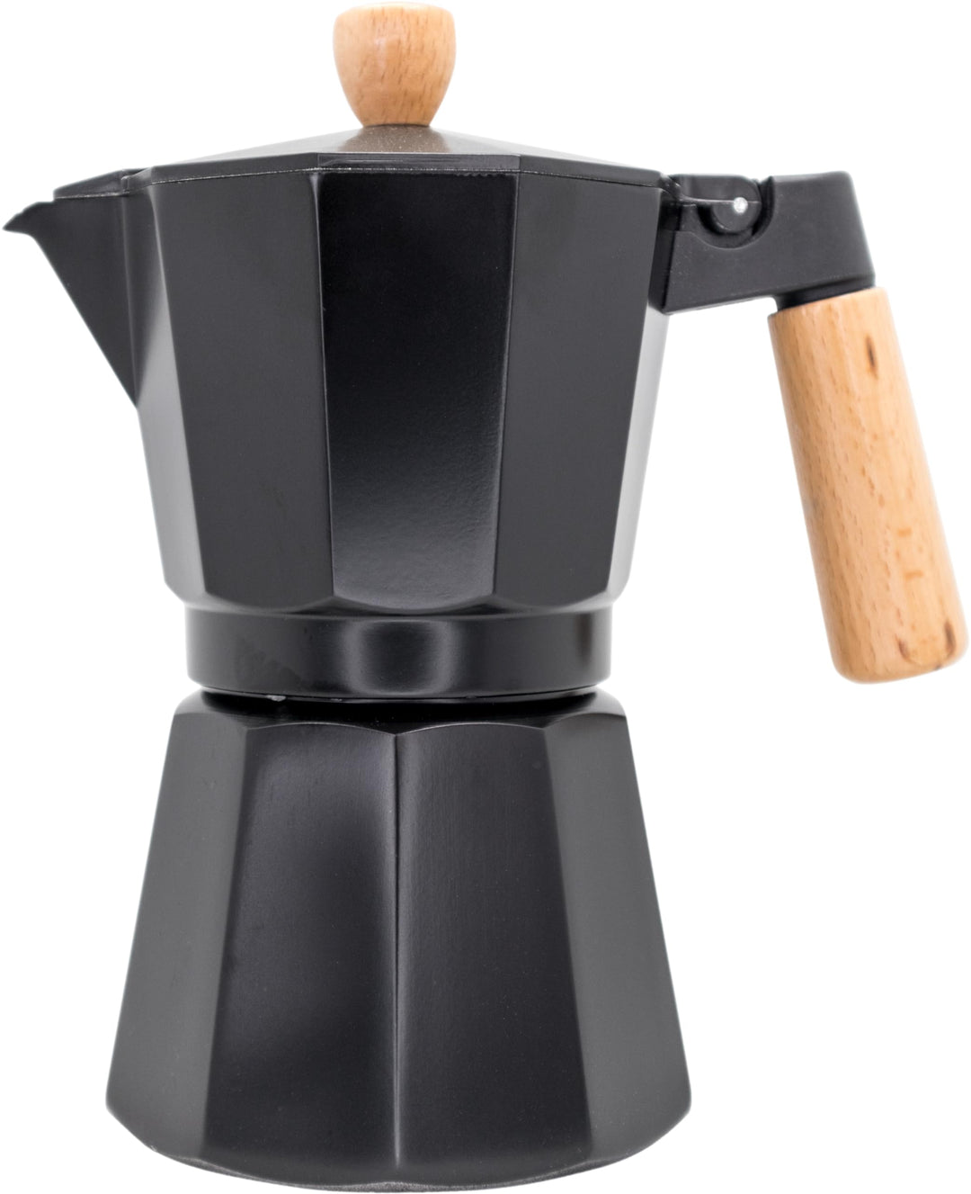 Nerthus FIH 1252 Espressokocher Induktion 6 Tassen Aluminium schwarz Holzdesign für Kaffee 6 TAZAS S
