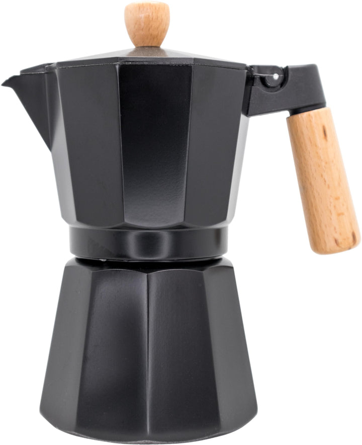 Nerthus FIH 1252 Espressokocher Induktion 6 Tassen Aluminium schwarz Holzdesign für Kaffee 6 TAZAS S