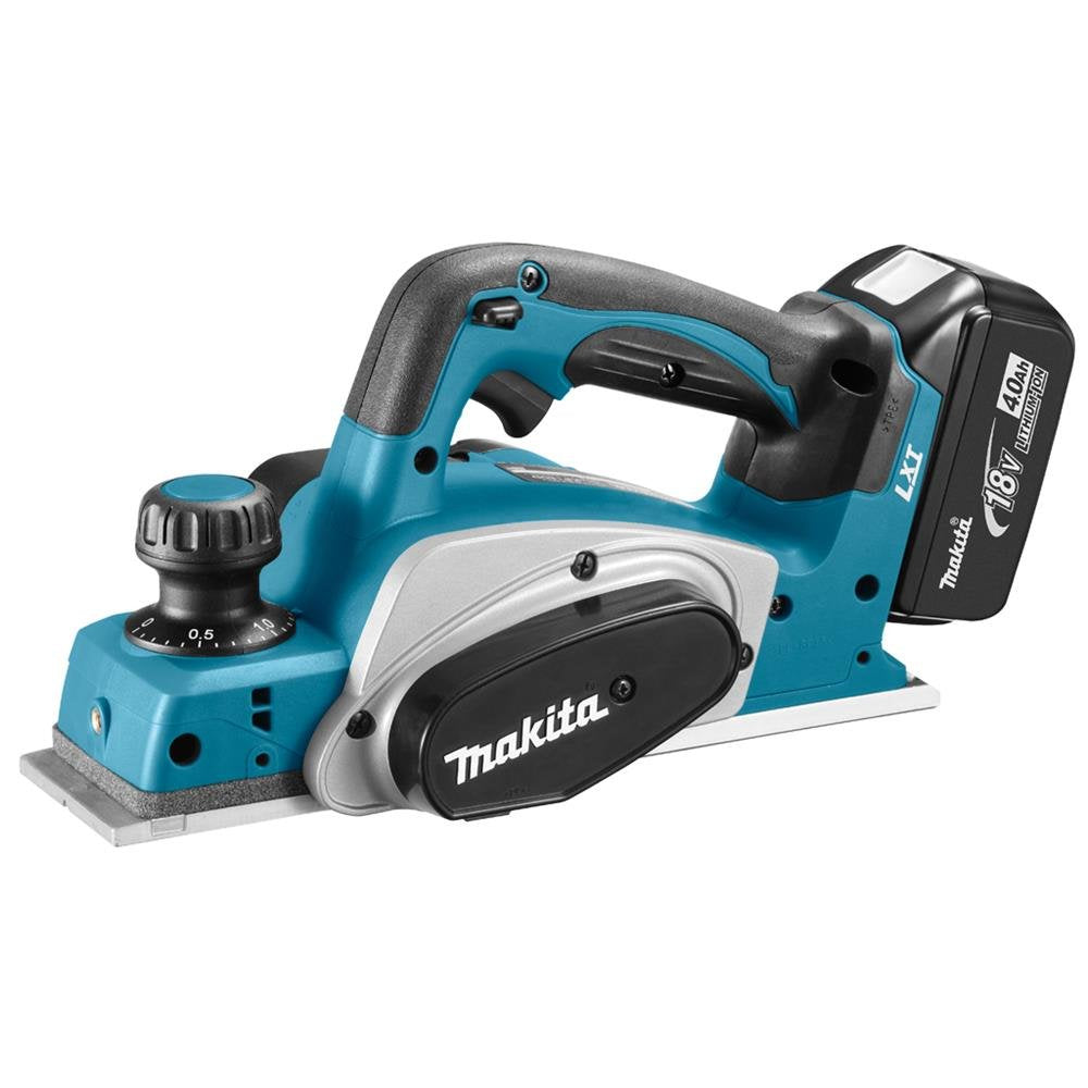 Makita Akku-Hobel 82mm 18 V im Makpac mit 2 Akkus 4,0 Ah + Ladegerät, im MAKPAC mit 2 Akkus 4,0 Ah +