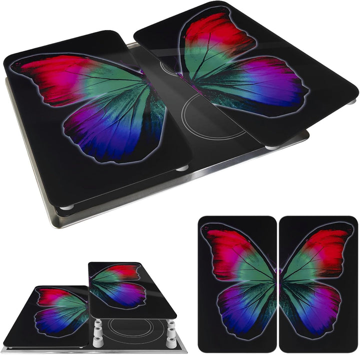 WENKO Herdabdeckplatte Universal Butterfly by Night 2er Set, für Glaskeramik-, Elektro- & Gasherde,