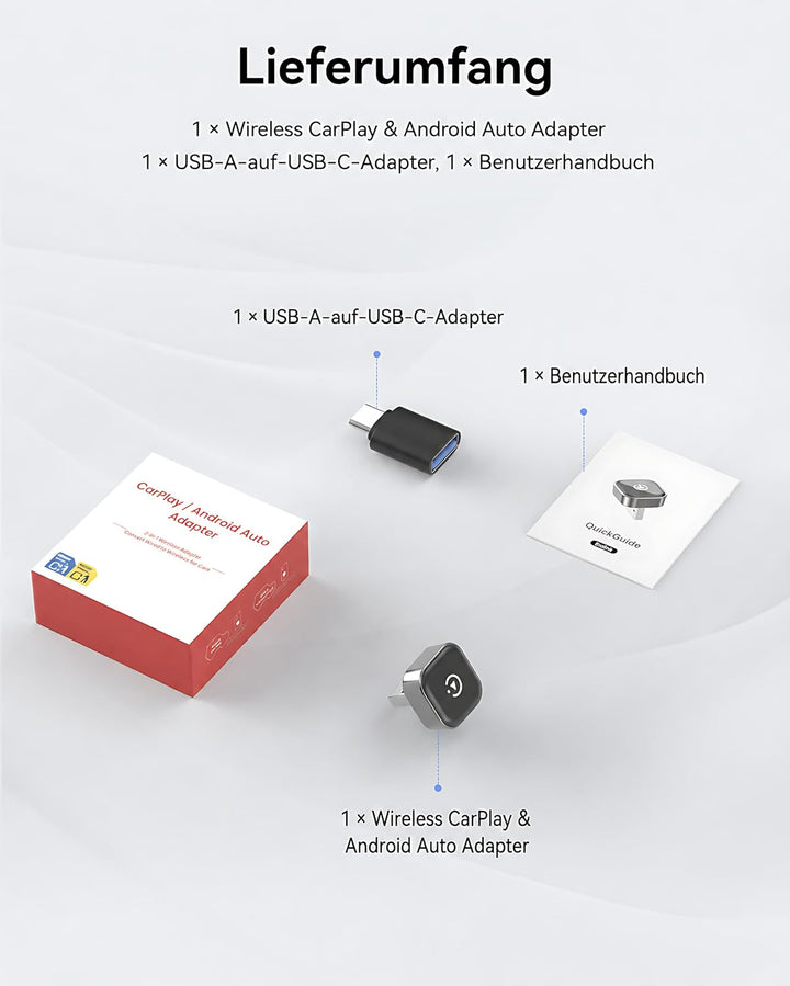 Spedal 2-in-1 Wireless CarPlay &amp; Android Auto Adapter, Mini USB-A/C Dongle | Kabellos fahren mit WiF