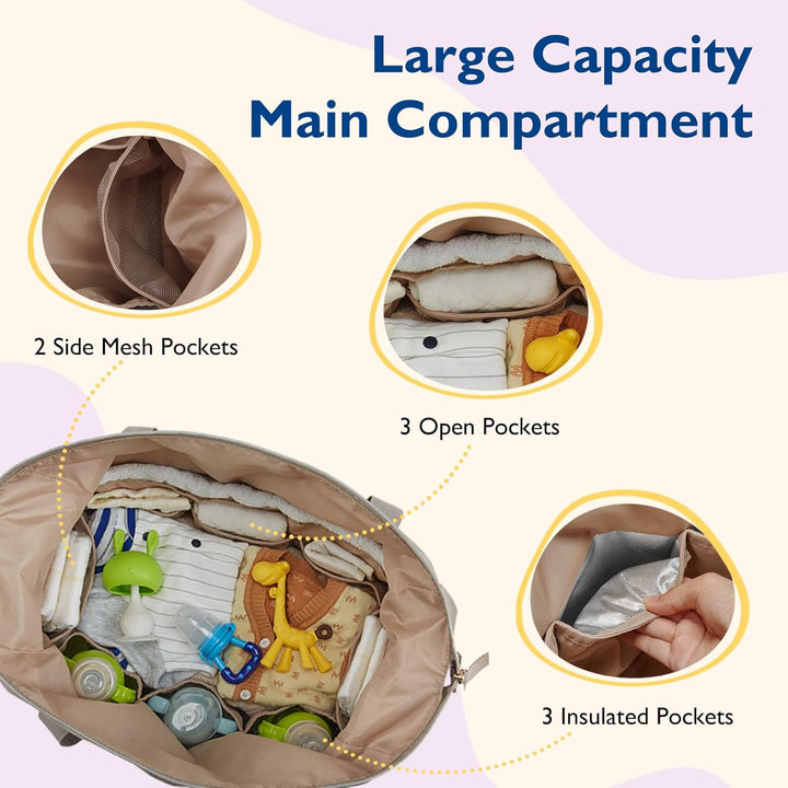 mommore Wickeltasche, geräumige Reise-Wickeltasche, Kliniktasche für die Geburt, Babytasche mit Schn