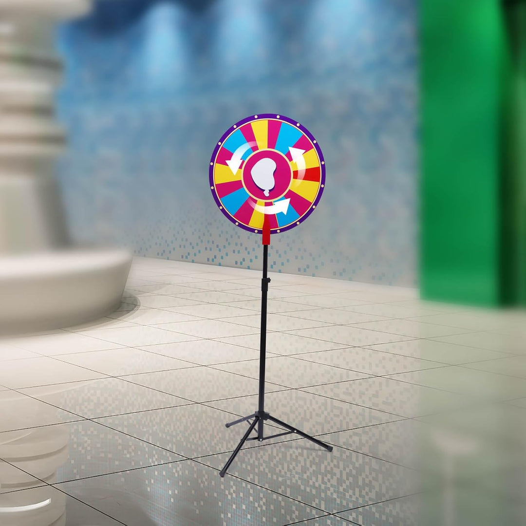 60 cm Glücksrad Spielzeug Farbe Rad Spiele Höhenverstellbar 100-180 cm, 18 Slots Colorful Prize Whee