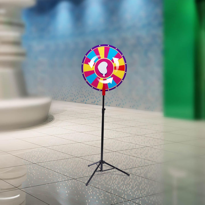 60 cm Glücksrad Spielzeug Farbe Rad Spiele Höhenverstellbar 100-180 cm, 18 Slots Colorful Prize Whee
