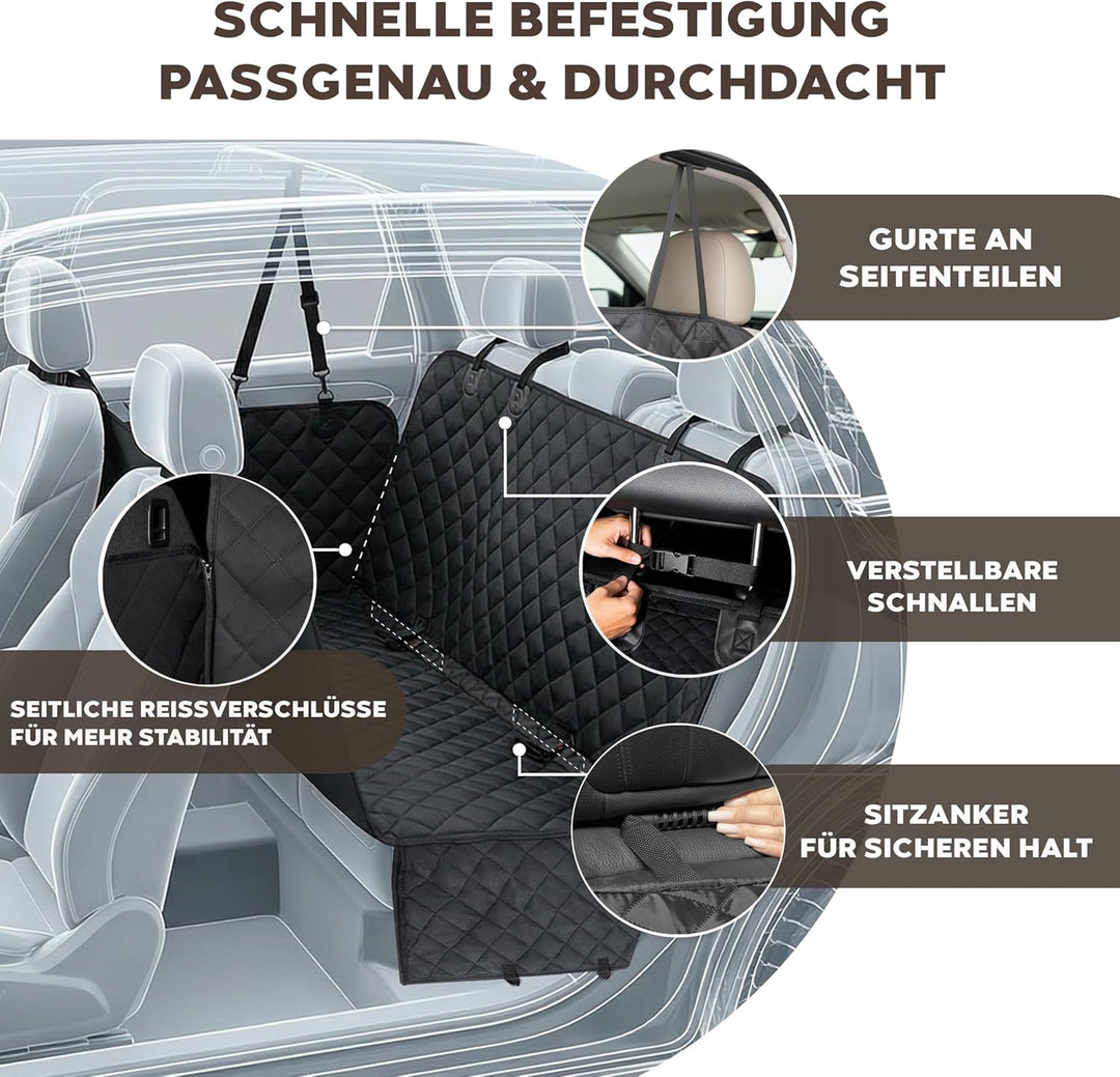Hainberger Hundedecke Auto Rückbank Wasserabweisende Kratzfeste Autodecke für Hunde wasserdichte rut