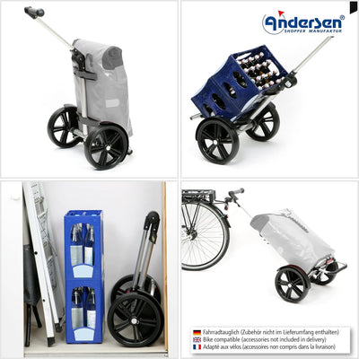 Andersen Shopper Tura Alu klappbar mit Kugellagerrad Ø 29 cm und 49 Liter Tasche Ortlieb Petrol