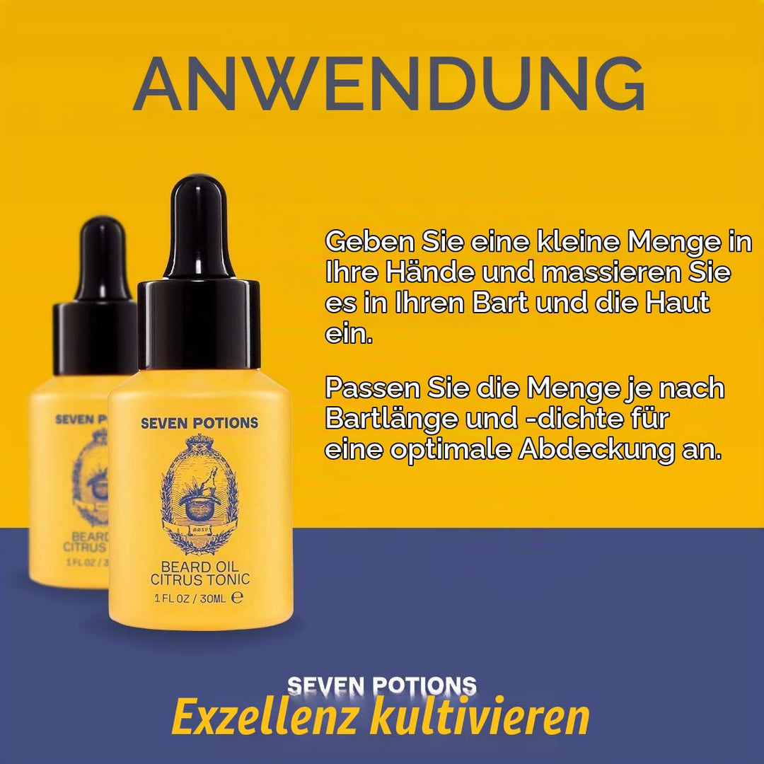Seven Potions Premium-Bartöl für Männer - Jojobaöl-Bartweichmacher zur Pflege von Haut, Haar und geg