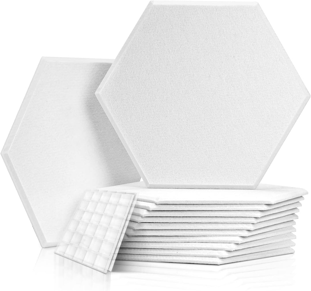 Hexagon Akustikplatten mit Aufkleber, Schalldämmung Wand, 12 Stück, Hohe Dichte Akustikpaneele für D