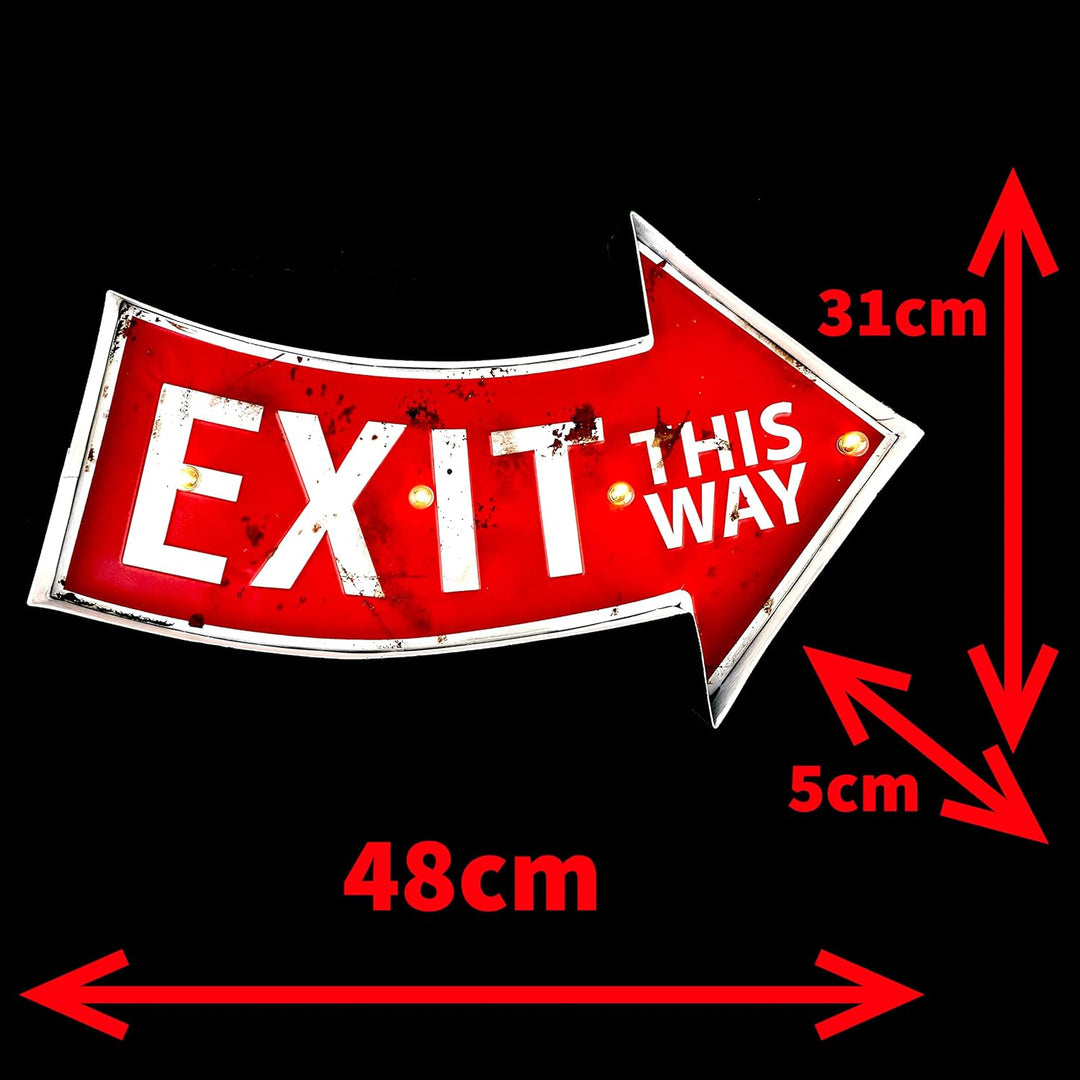 DiiliHiiri Schild für Wanddekoration, Ausgang, beleuchtetes Schild, mit LED-Licht, für Retro-Heimdek