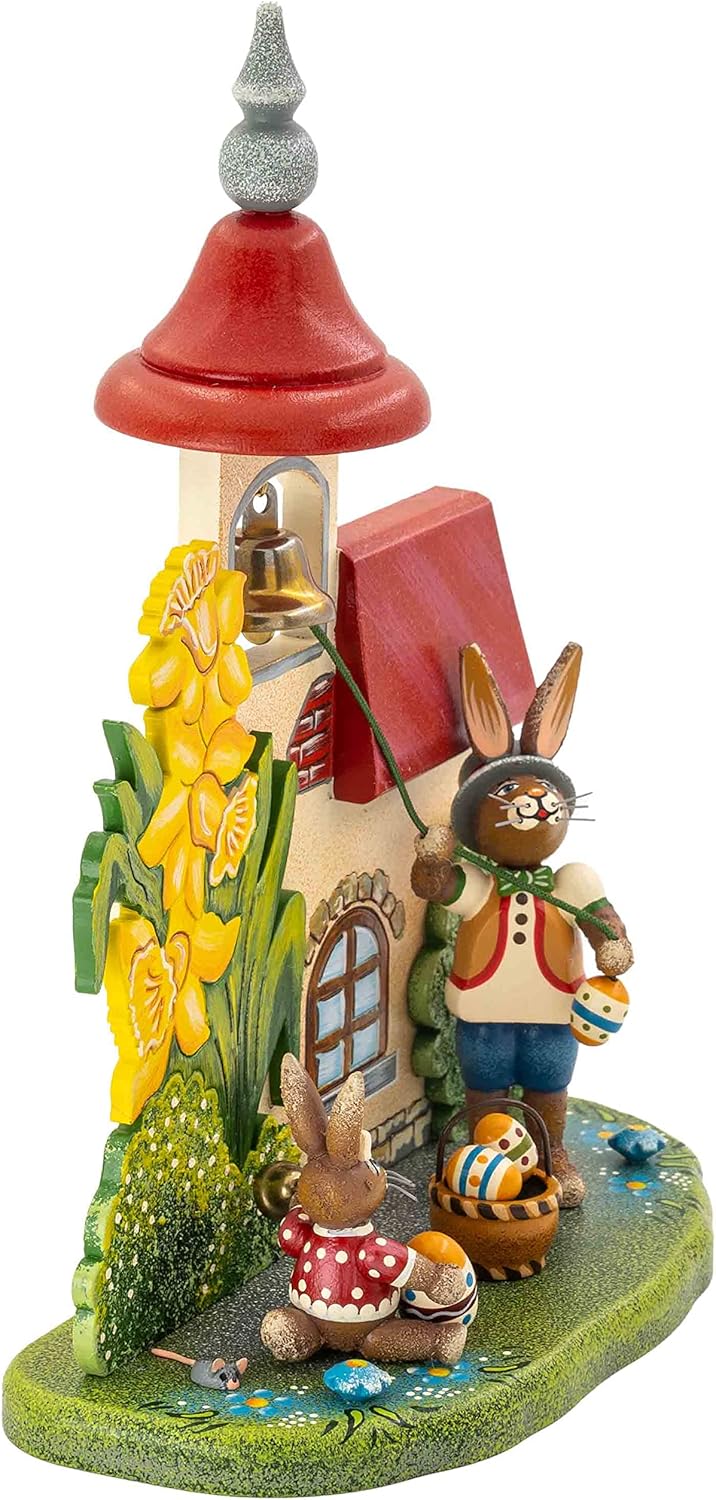 Hubrig-Volkskunst Hasenland Osterglockenläuten, B x H 14 x18 cm