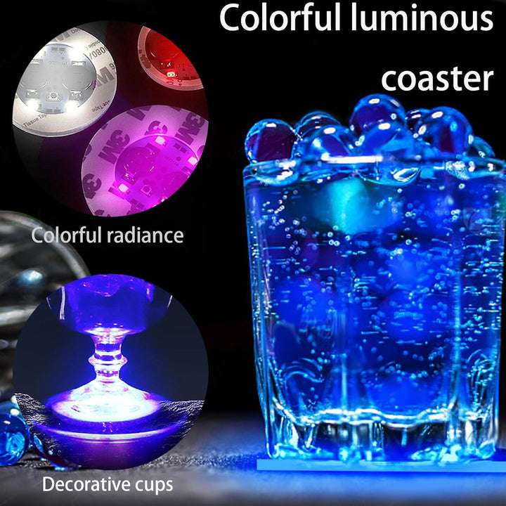 12 pcs LED-Untersetzer, LED Sticker Stimmungslichter, Bunt LED Untersetzer, Leuchtuntersetzer Rund,