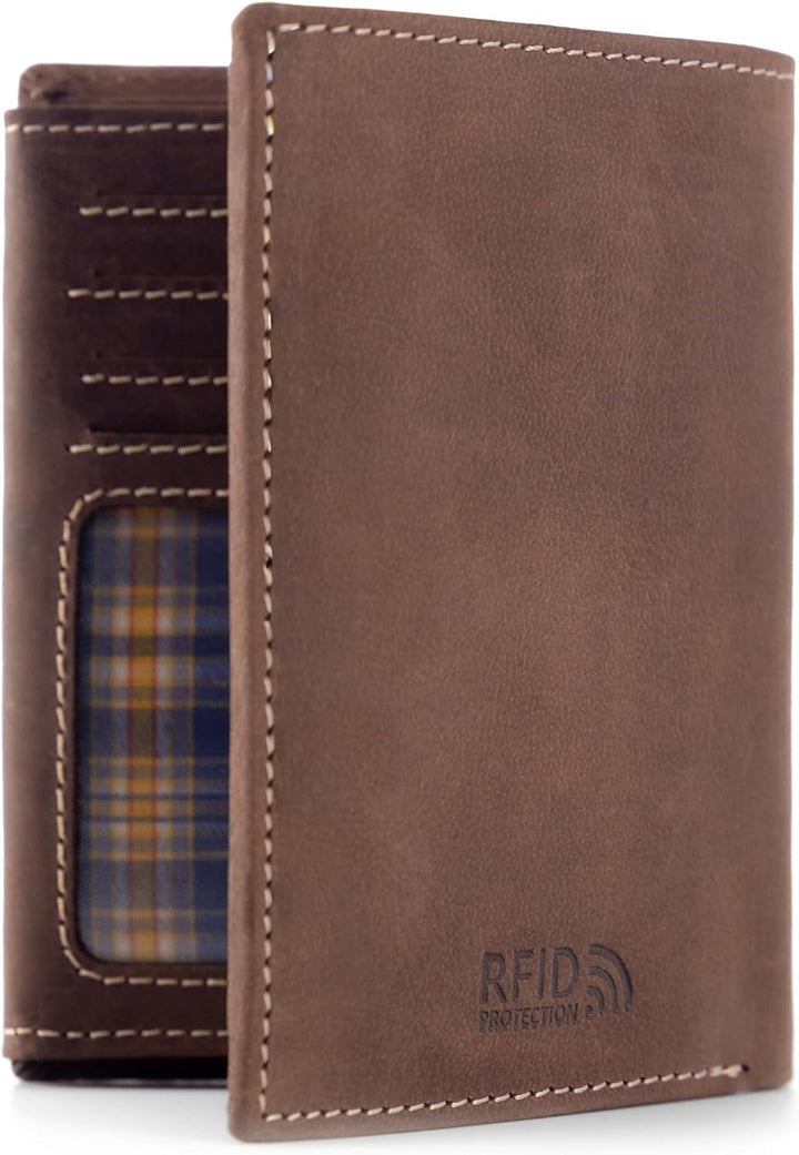 Fa.Volmer ® Leder Geldbörse Herren mit RFID-Schutz - weiches Wildleder, helle Nähte - 12 Fächer für