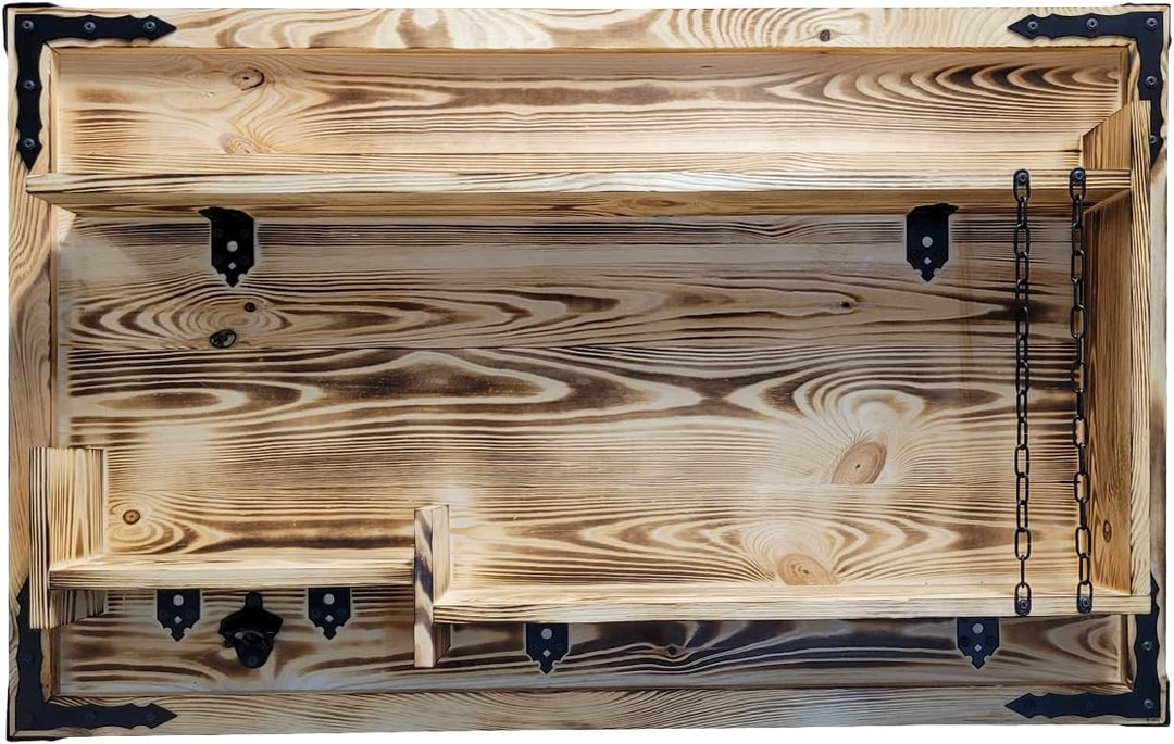 Holzregal Hausbar zum Hängen - Handgemacht Rustikale Stil Wand Bar Flaschenregal Holz - Weinbar Rega