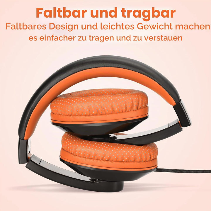 RockPapa Comfort+ Kinder Kopfhörer für Schule Jungen, Kopfhörer Kinder mit Kabel, Faltbar, 3,5 mm Ja