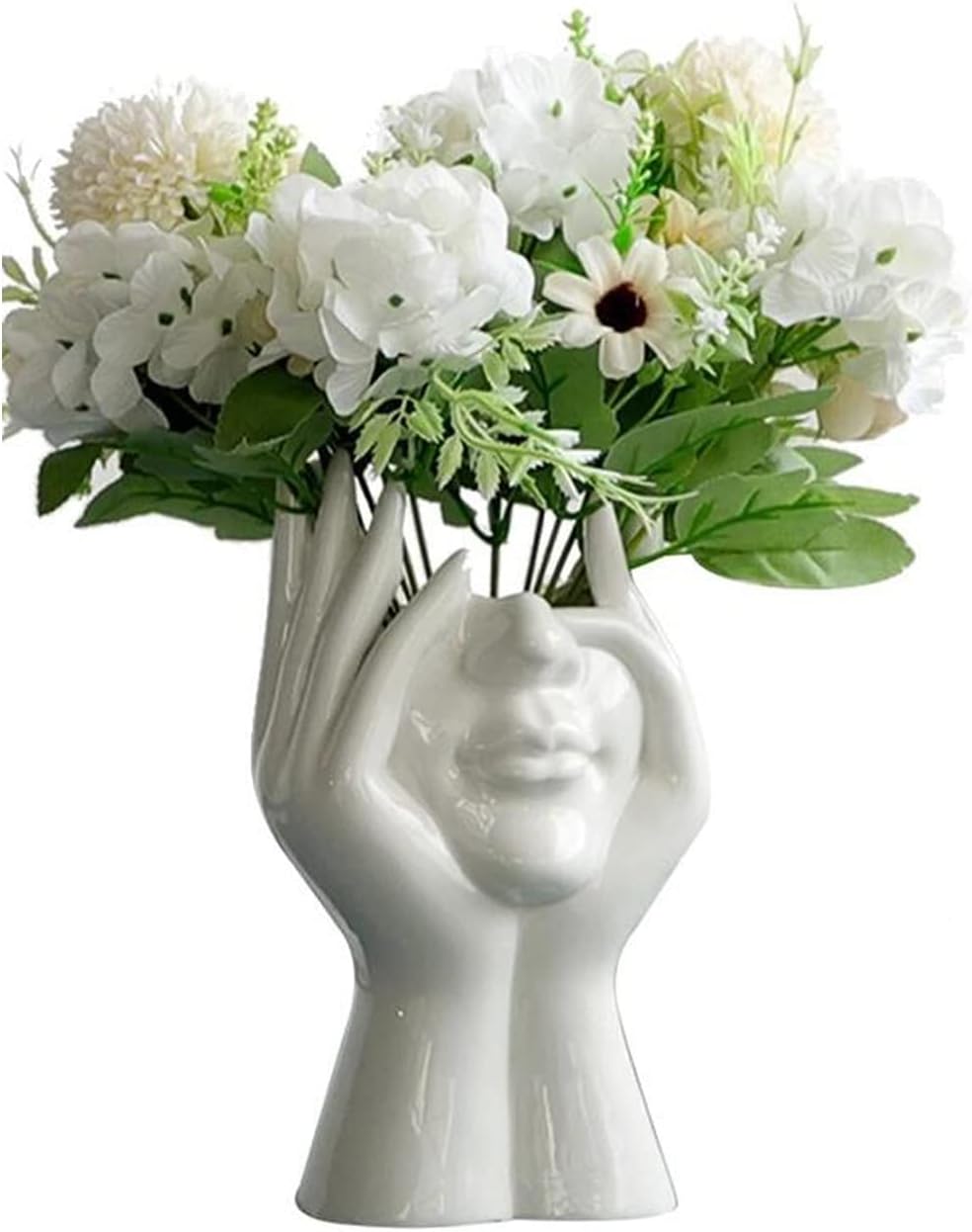 Yundxi Keramik Gesicht Vase Blumenvase Minimalistischen Stil Keramikvasen für Home Office Dekor Händ