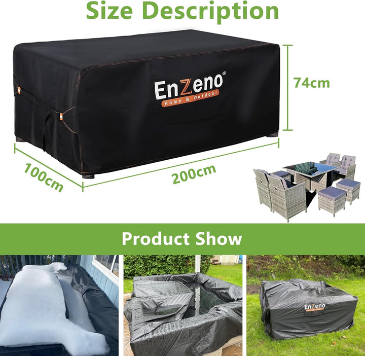 Enzeno Abdeckung Gartenmöbel Wasserdicht,200X100X74cm Gartenmöbel Abdeckplane,420D Oxford Gewebe Lou